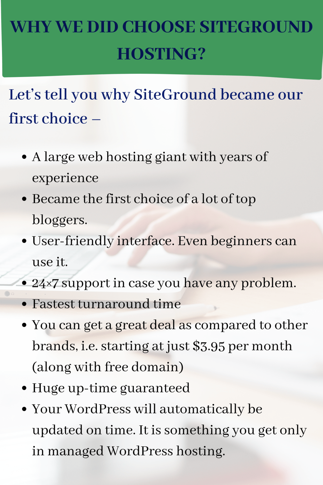 WHY WE DID CHOOSE SITEGROUND